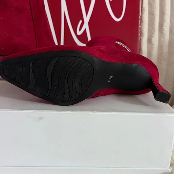 Impo Scarlet Red Heeled Boots with Bow Detail - Picture 6 of 6